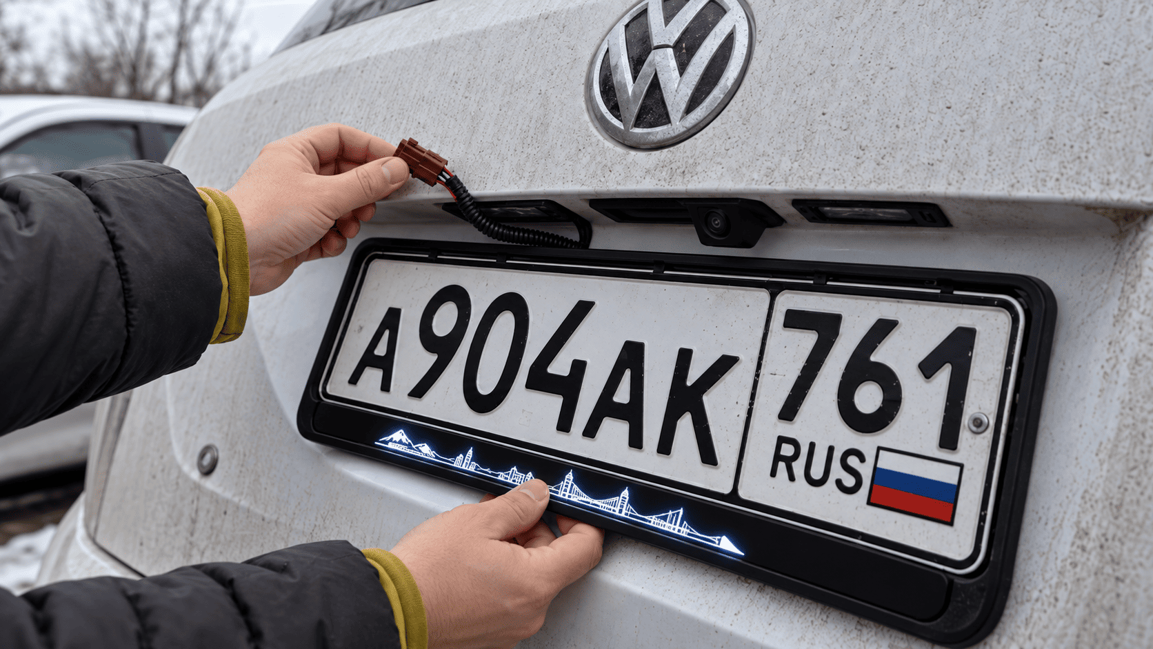Проводка автомобильной номерной рамки с LED-подсветкой и соединения кабеля питания
